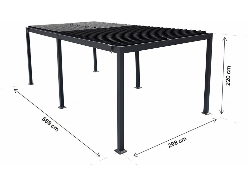 Zelfdragende aluminium bioklimatologische pergola "Kensington" - 3 x 6 m - Grijs