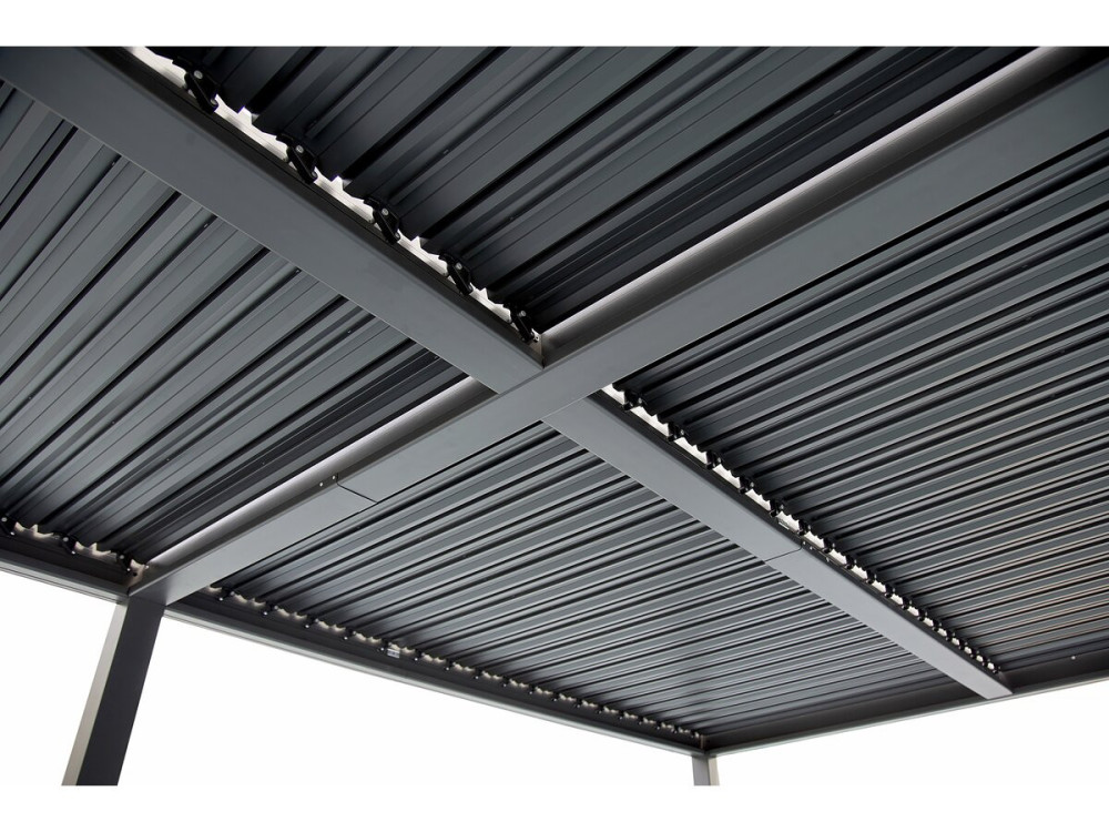 Zelfdragende aluminium bioklimatologische pergola "Kensington" - 3 x 6 m - Grijs