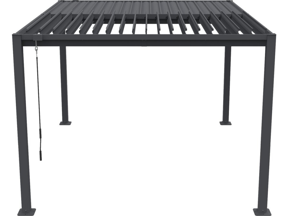 Bioclimatische pergola "Howard" met gordijn en muggengaas - 3 x 4 m - Grijs