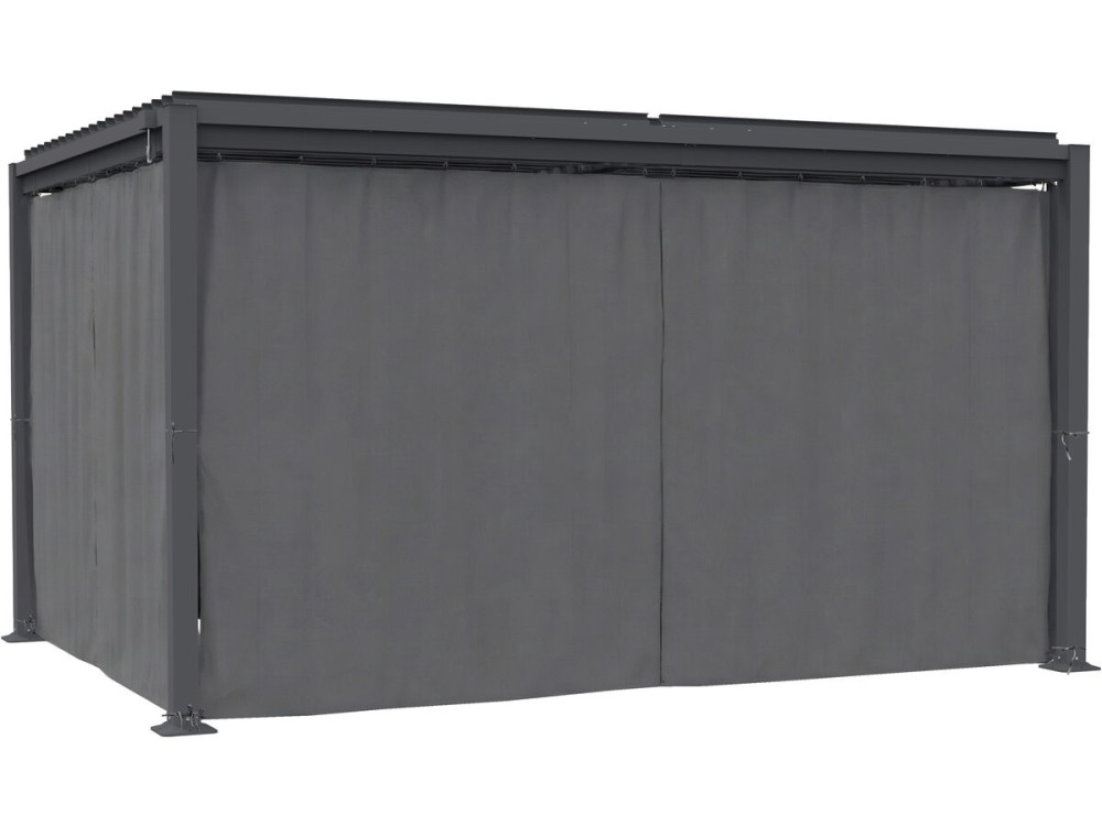 Bioclimatische pergola "Howard" met gordijn en muggengaas - 3 x 4 m - Grijs