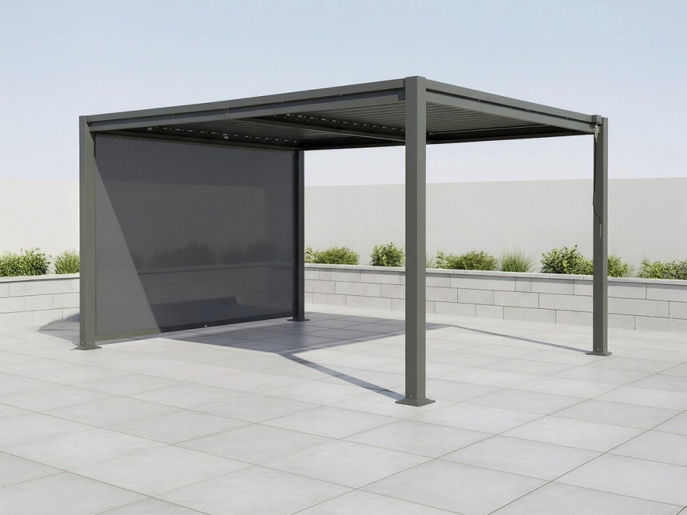 Bioklimatologische pergola "Howard" met zonnescherm van gegalvaniseerd staal - 3 x 4 m - Grijs
