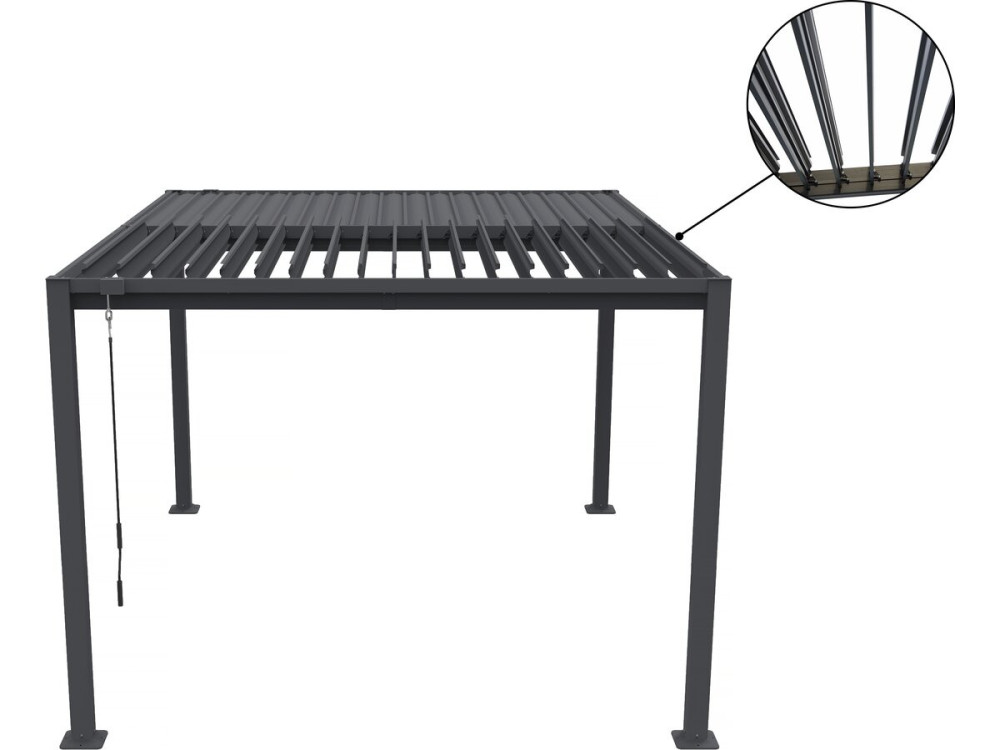 Bioklimatologische pergola "Howard" met zonnescherm van gegalvaniseerd staal - 3 x 4 m - Grijs