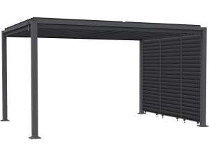 Bioclimatische pergola "Howard" met 3 gegalvaniseerde stalen lamellen - 3 x 4 m - Grijs
