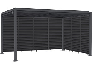 Bioclimatische pergola "Howard" met 7 gegalvaniseerde stalen lamellen - 3 x 4 m - Grijs