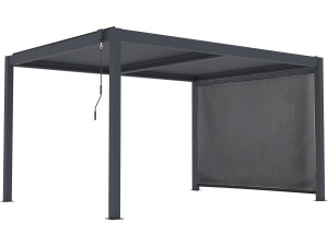 Bioclimatische pergola "Windsor premium" met led en aluminium zonnescherm - 3 x 4 m - Grijs