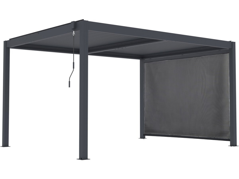 Bioclimatische pergola "Windsor premium" met led en aluminium zonnescherm - 3 x 4 m - Grijs