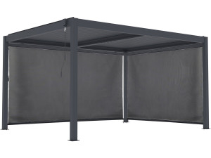 Bioclimatische pergola "Windsor premium" met led en 2 aluminium jaloezieën - 3 x 4 m - Grijs