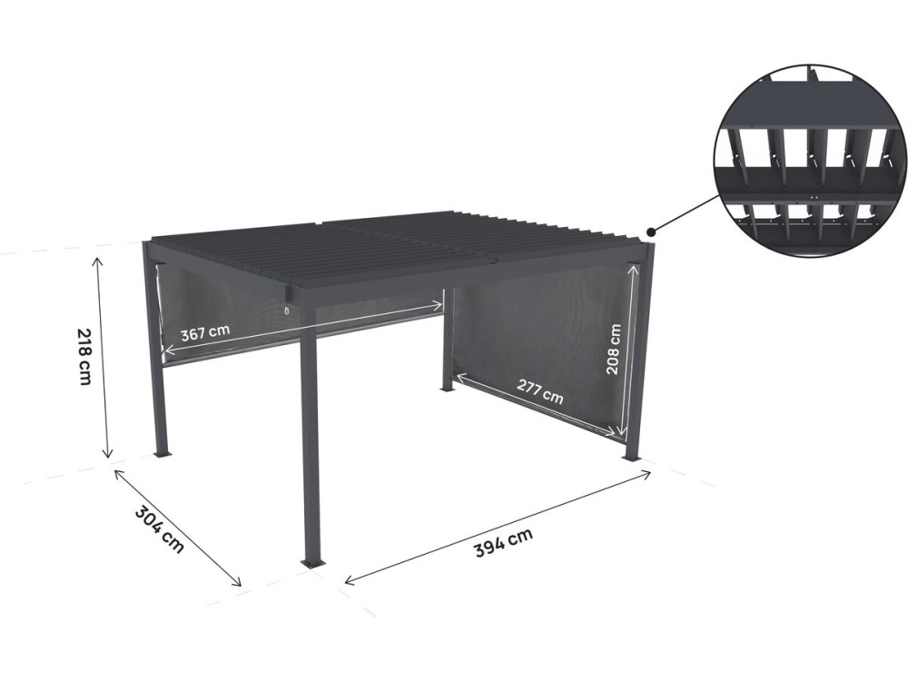 Bioklimatologische pergola met 2 aluminium luifels "Windsor" - 3 x 4 m - Grijs