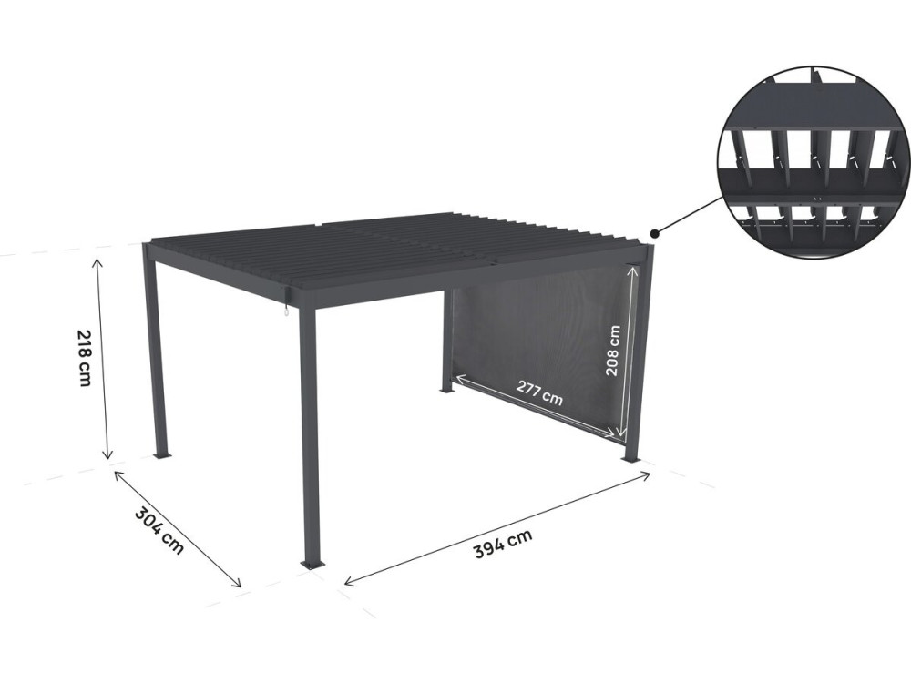 Bioclimatische pergola "Windsor" met aluminium luifel - 3 x 4 m - Grijs