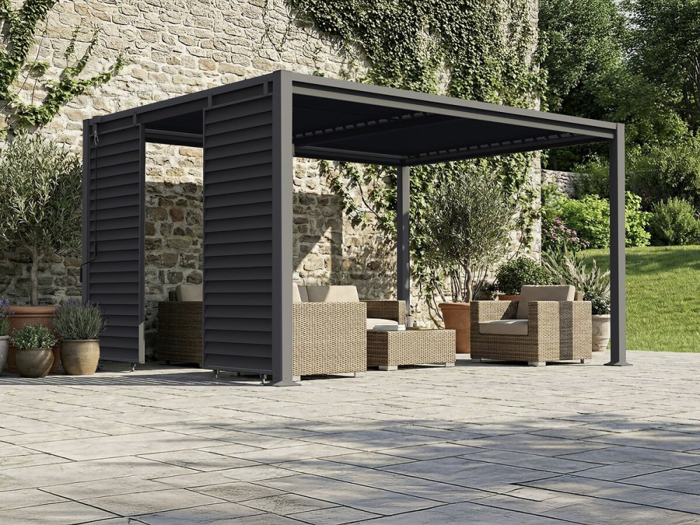 Clifford" gegalvaniseerd stalen luik voor bioklimatologische pergola - 92 x 4 x 208 cm - Grijs