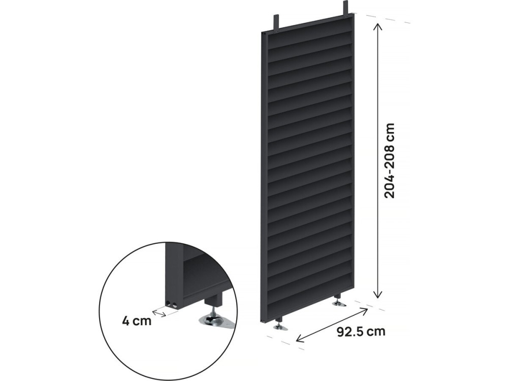 Clifford" gegalvaniseerd stalen luik voor bioklimatologische pergola - 92 x 4 x 208 cm - Grijs