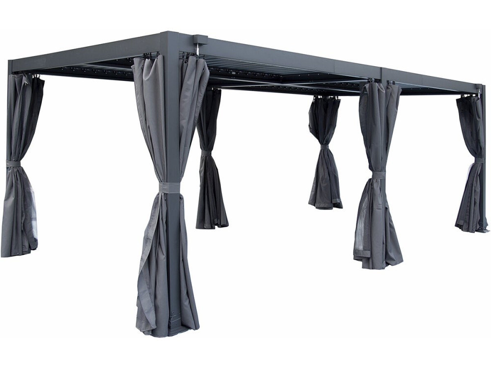 Kensington" gordijn voor bioklimatologische pergola - 3 x 5 m - Grijs
