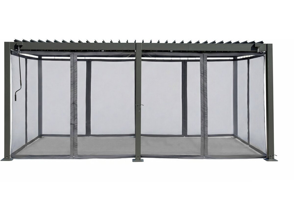 Kensington" gordijn voor bioklimatologische pergola - 3 x 5 m - Grijs