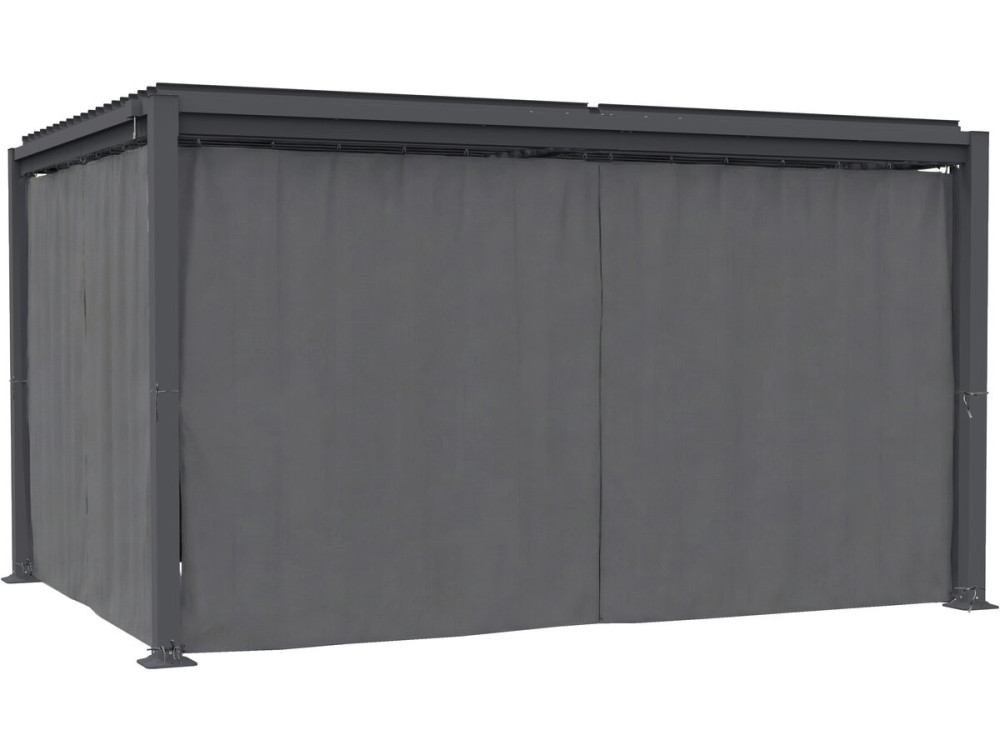 Howard" gordijn + muggengaas voor bioklimatologische pergola - 3 x 4 m - Grijs