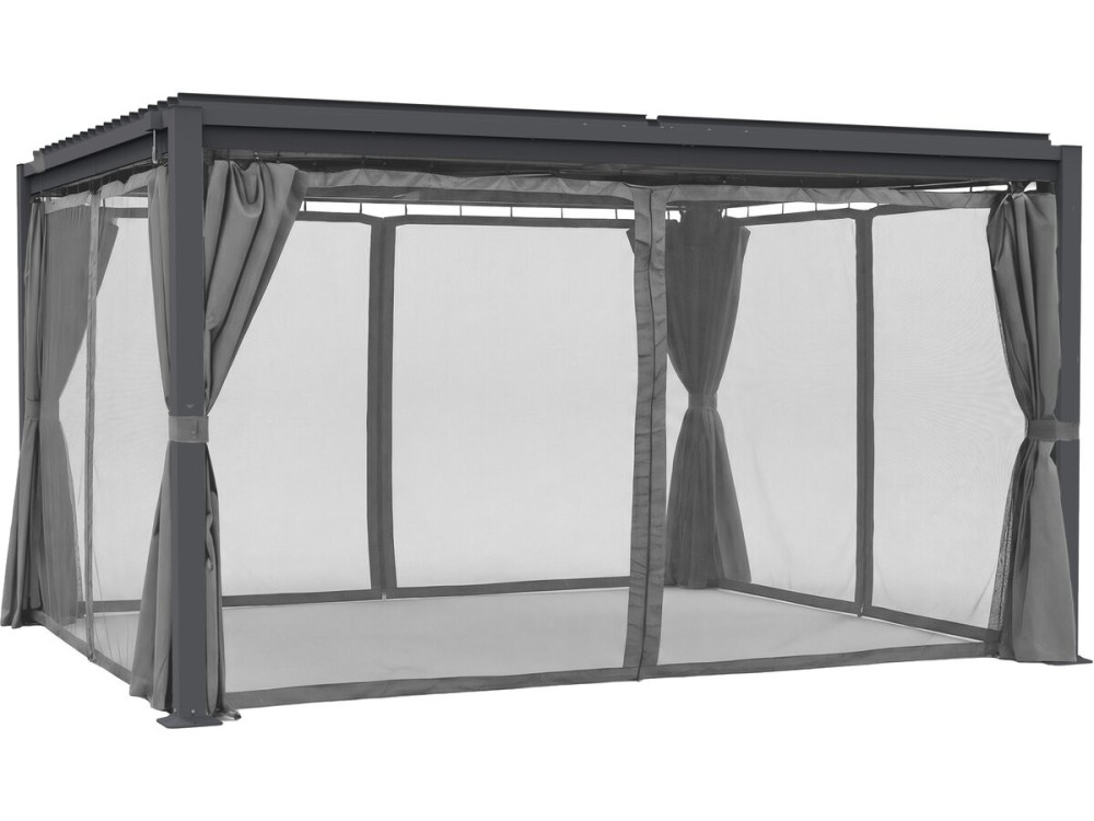 Howard" gordijn + muggengaas voor bioklimatologische pergola - 3 x 4 m - Grijs