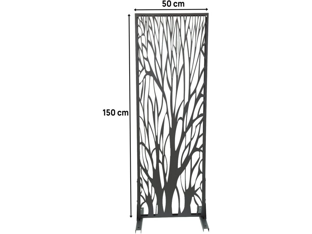 Tuinscherm schutting afscheiding metalen paneel "Tree" 50 x 150 cm - Antraciet