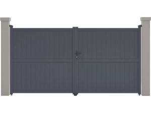 Tuinpoort dubbele poort aluminium "Maurice" - 349,5 x 180,9 cm - Grijs