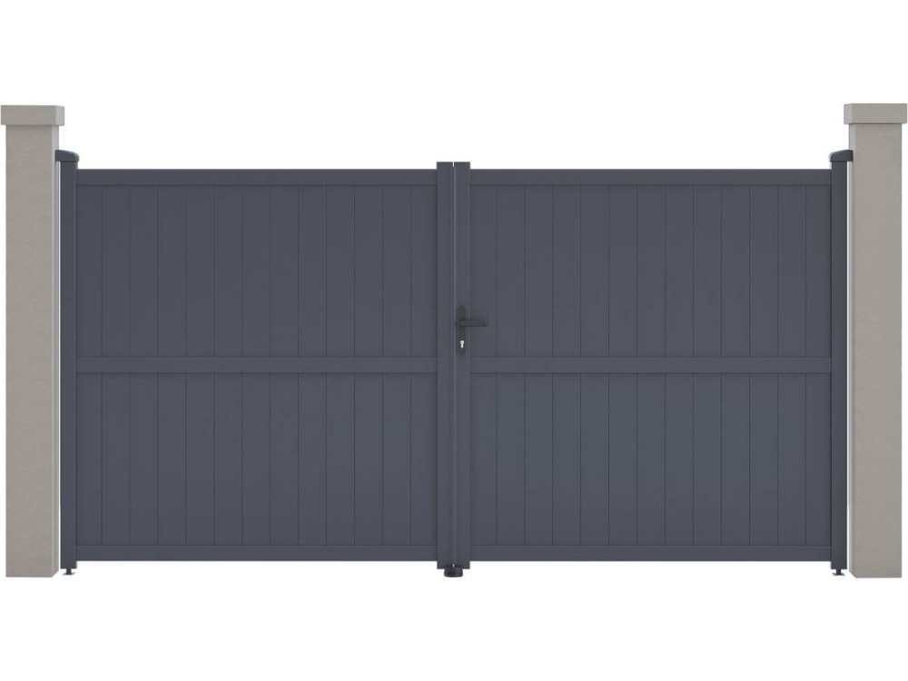 Tuinpoort dubbele poort aluminium "Maurice" - 349,5 x 180,9 cm - Grijs