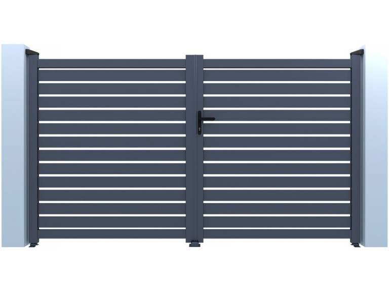 Julien" halfopengewerkt aluminium hek - 300 x 140 cm - Grijs