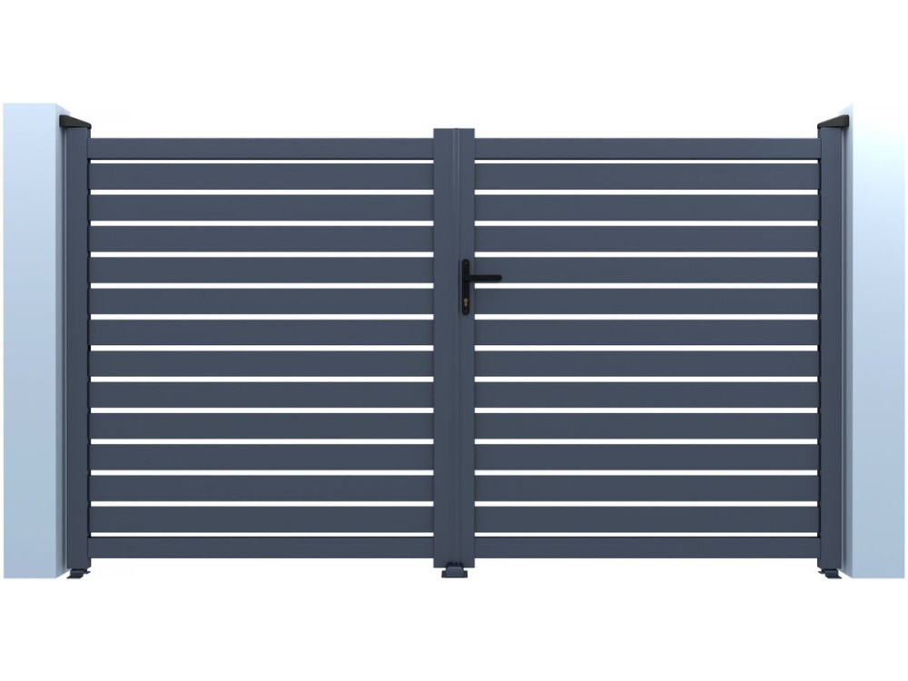Julien" halfopengewerkt aluminium hek - 300 x 140 cm - Grijs
