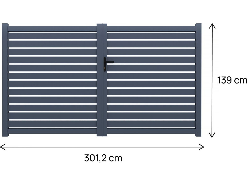 Julien" halfopengewerkt aluminium hek - 300 x 140 cm - Grijs