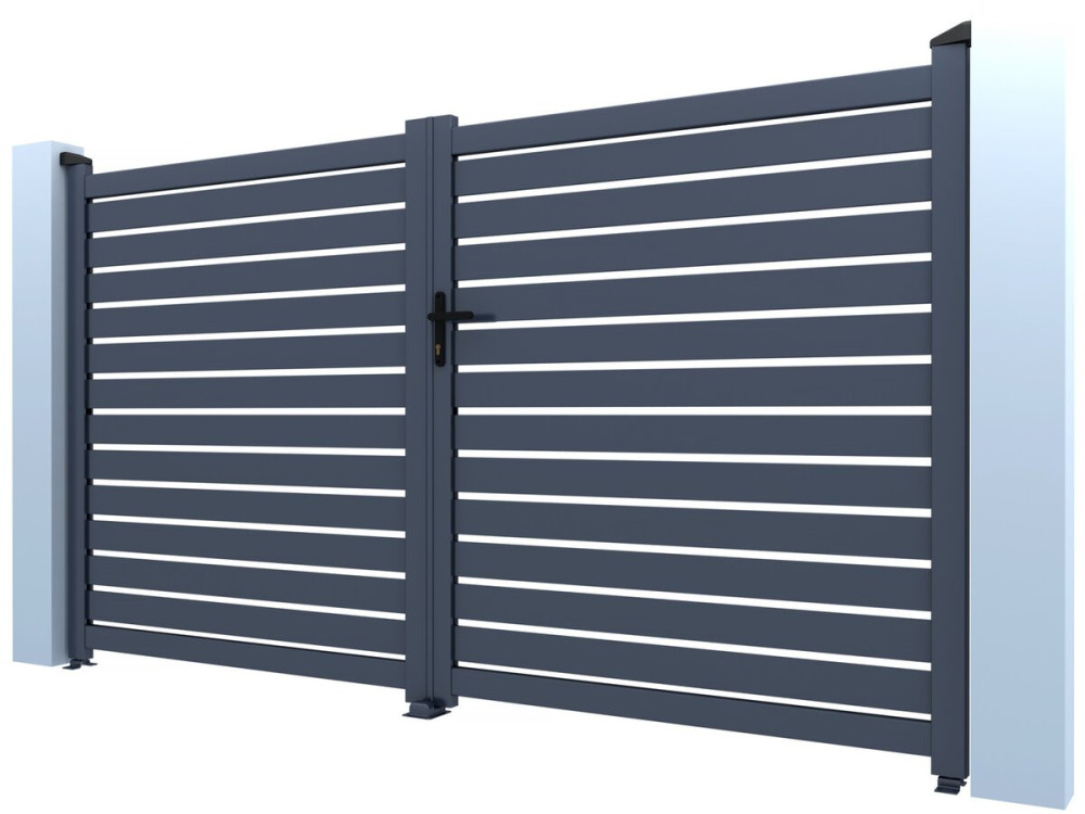 Julien" halfopengewerkt aluminium hek - 300 x 140 cm - Grijs