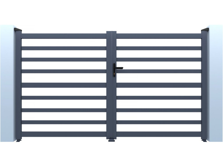 Martin" opengewerkt aluminium hek - 340 x 180 cm - Grijs