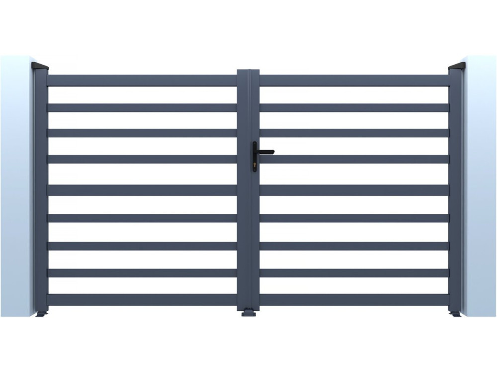 Martin" opengewerkt aluminium hek - 340 x 180 cm - Grijs