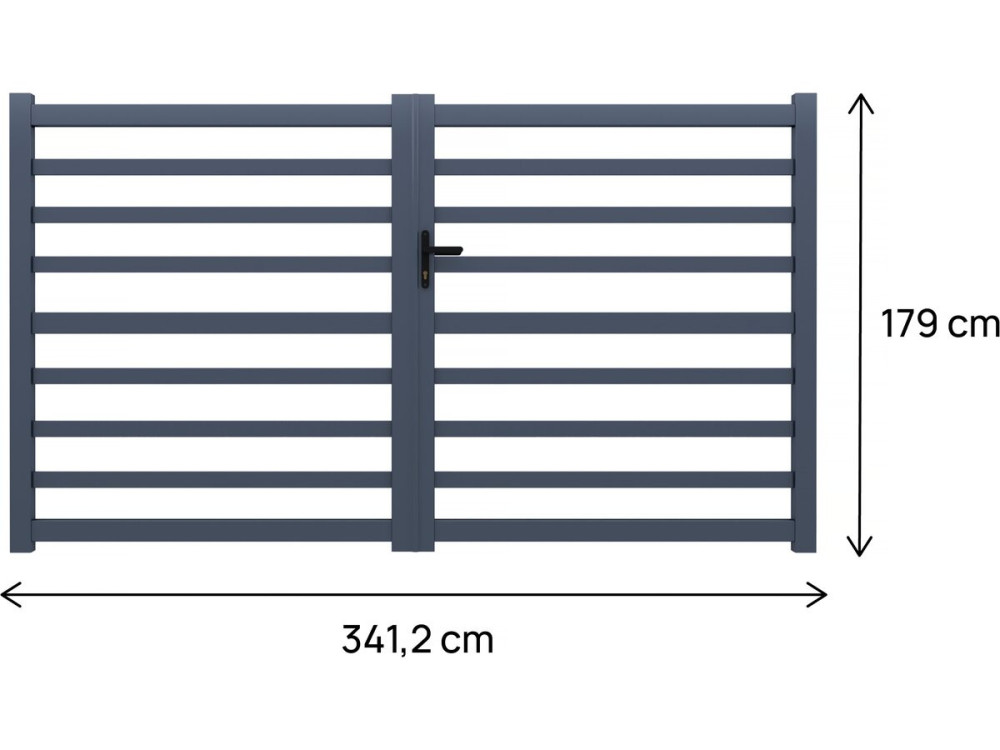 Martin" opengewerkt aluminium hek - 340 x 180 cm - Grijs