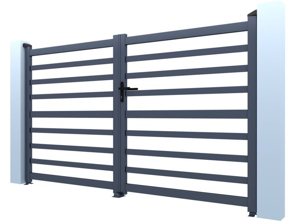 Martin" opengewerkt aluminium hek - 340 x 180 cm - Grijs