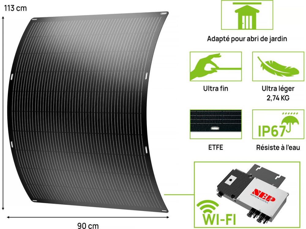 Set van 2 flexibele plug &amp; play zonnepanelen - 400W "Urban center" - Zwart