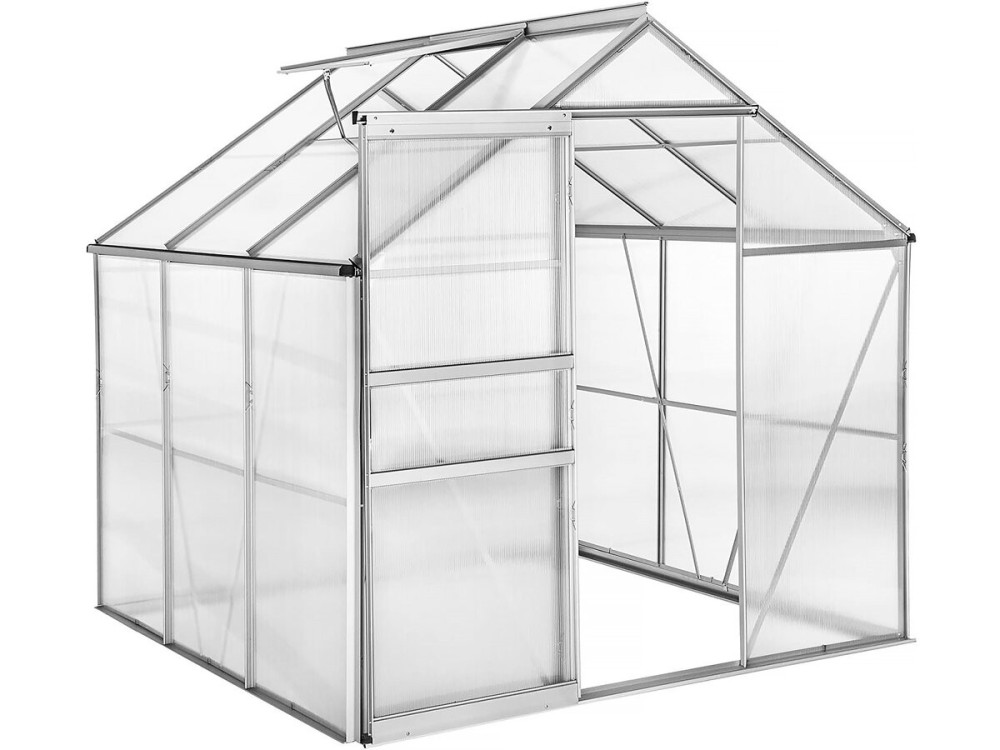 Polycarbonaat tuinkas 190 x 190 x 195 cm "Basilic" - 3,61 m² - Grijs