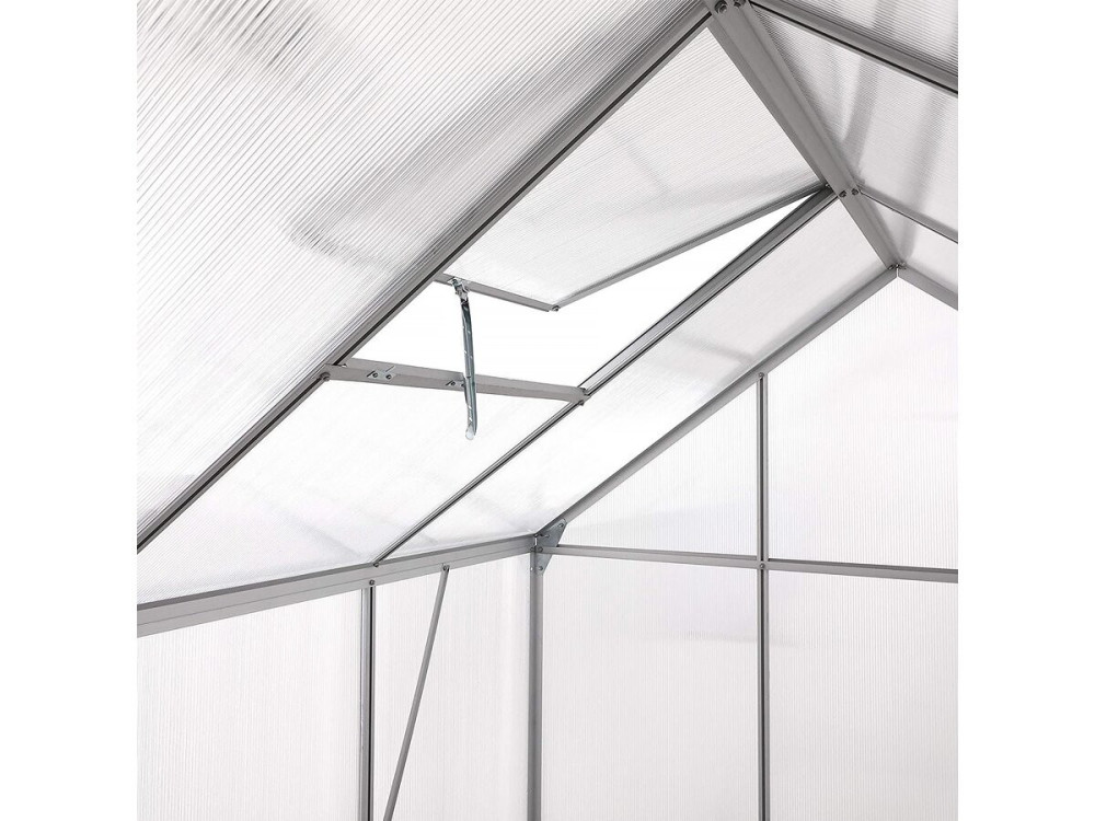 Polycarbonaat tuinkas 430 x 190 x 195 cm "Basilic" - 8,17 m² - Grijs