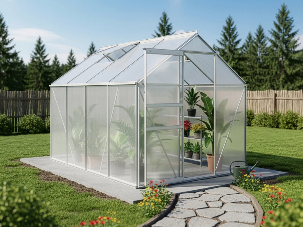 Polycarbonaat tuinkas 250 x 190 x 195 cm "Basilic" - 4,75 m² - Grijs