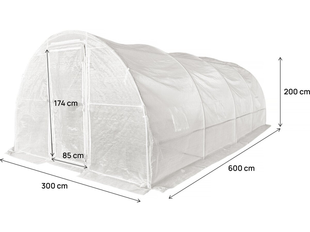 "Mimosa" Tunnelkas met deur - 18 m² - 180 g - Wit