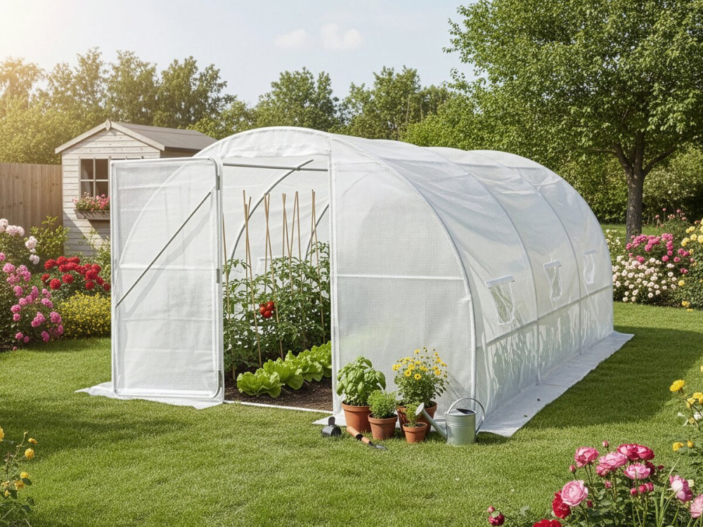 "Mimosa" Tunnelkas met deur - 12 m² - 180 g - Wit