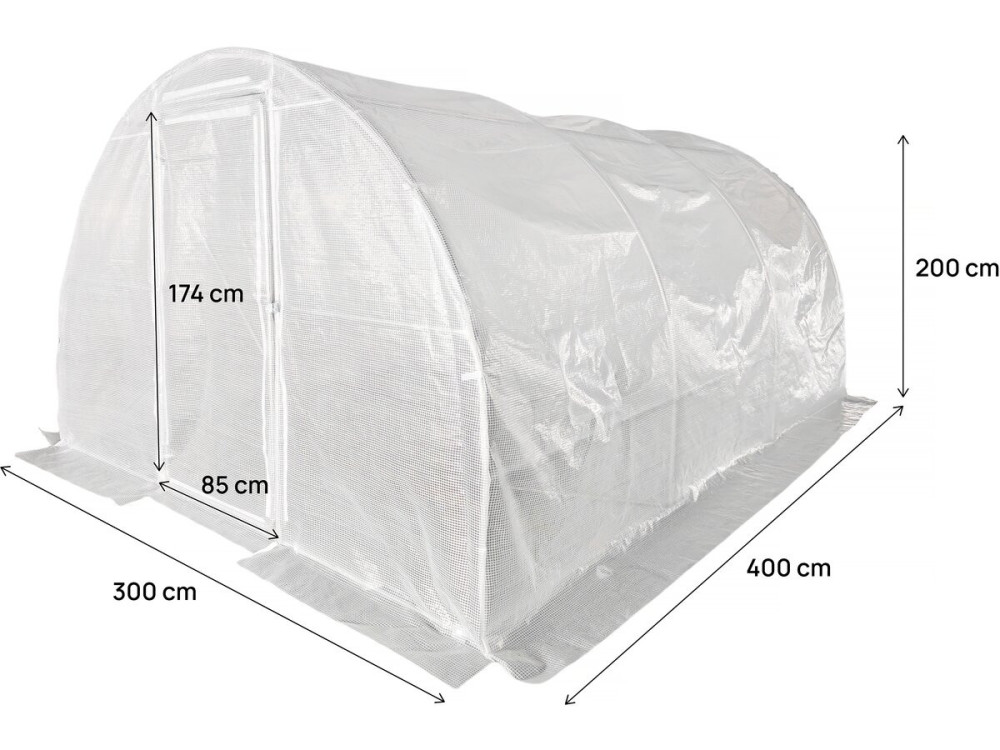 "Mimosa" Tunnelkas met deur - 12 m² - 180 g - Wit