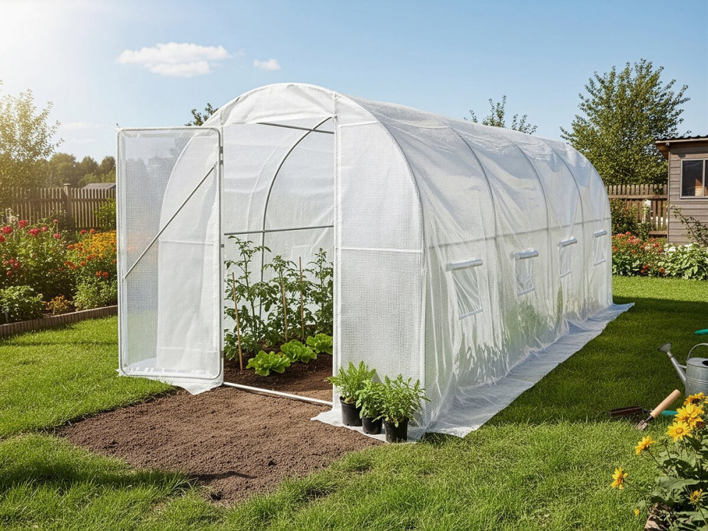 "Mimosa" Tunnelkas met deur - 9 m² - 180 g - Wit