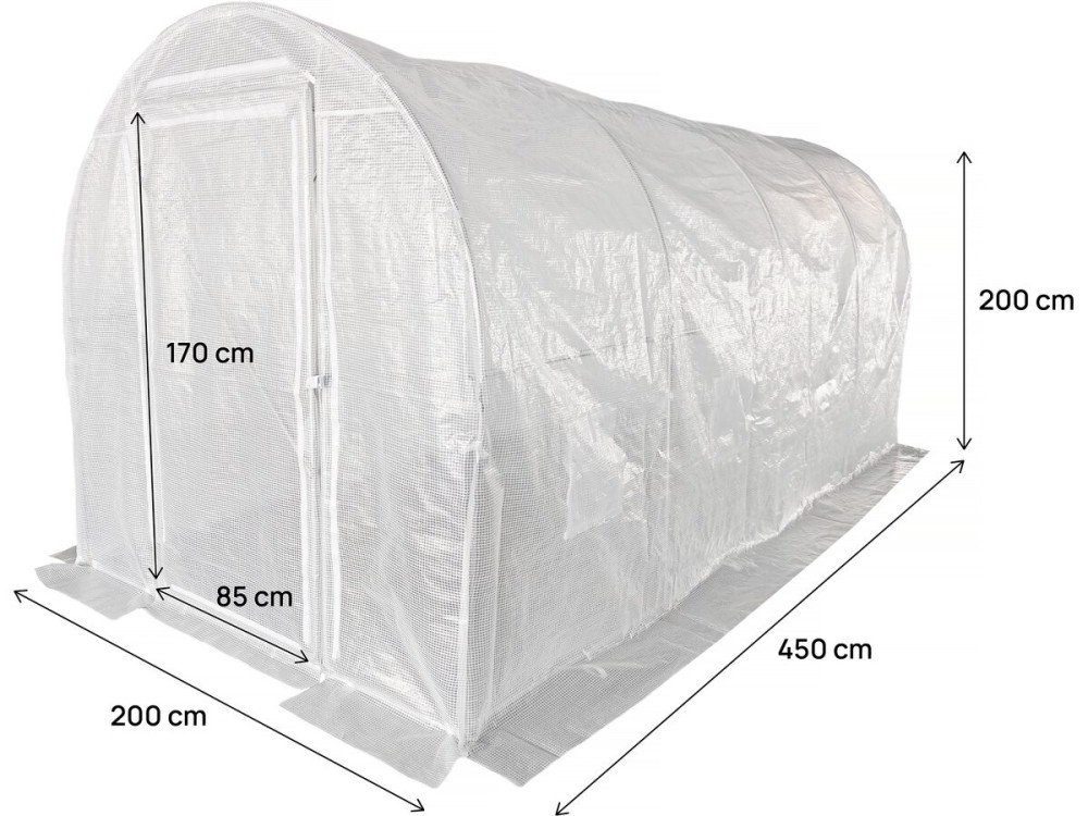 "Mimosa" Tunnelkas met deur - 9 m² - 180 g - Wit