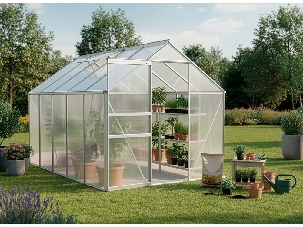 Gegalvaniseerde stalen voet voor tuinkas "Basilic" - 5.89 m² - Grijs
