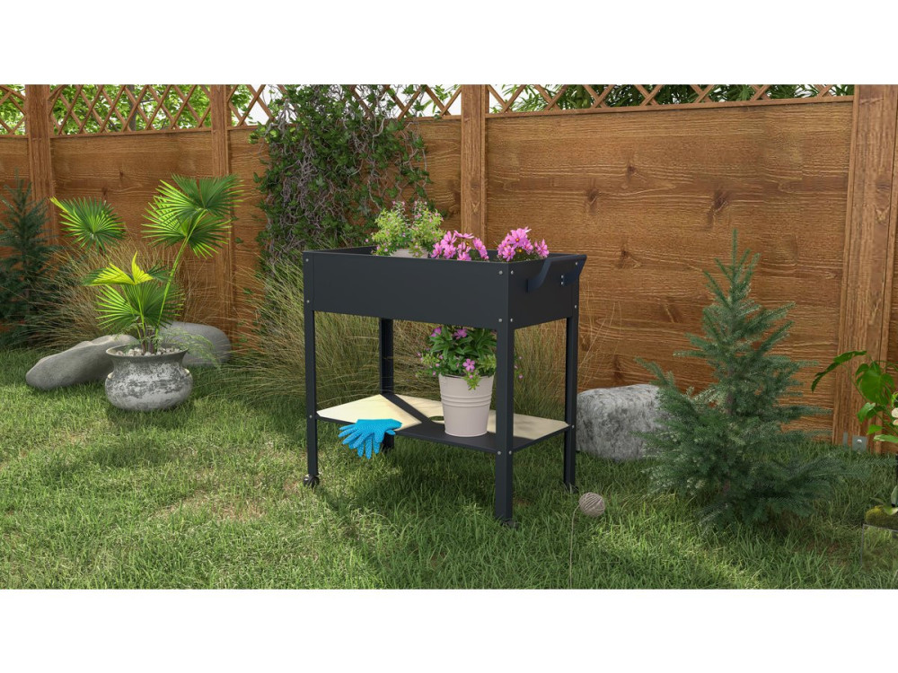 Tuintafel oppottafel "Hibiscus" - 82 x 43 x 83 cm - Antraciet