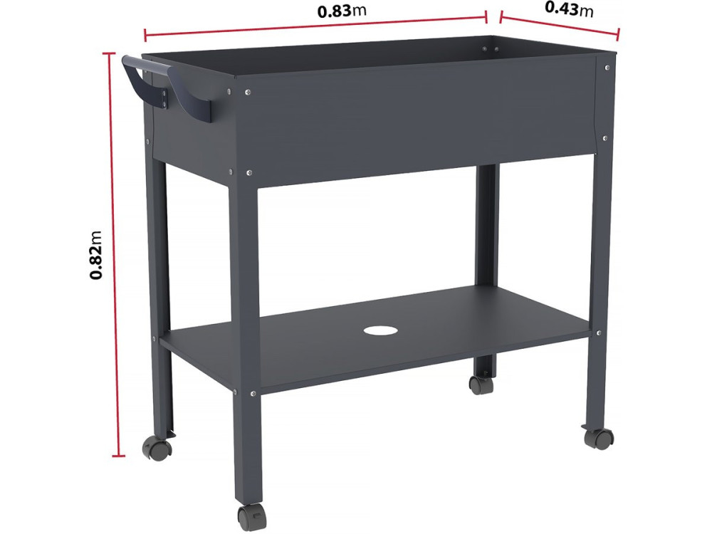 Tuintafel oppottafel "Hibiscus" - 82 x 43 x 83 cm - Antraciet