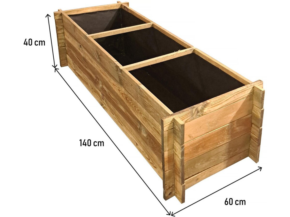 Dhalia" houten moestuin vierkant - 140 x 60 x 41 cm