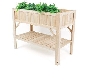 Vierkante houten moestuin "Magnolia" op pootjes - 115 x 57 x 90 cm - Beige
