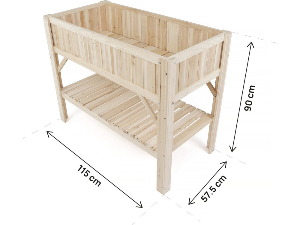 Vierkante houten moestuin "Magnolia" op pootjes - 115 x 57 x 90 cm - Beige