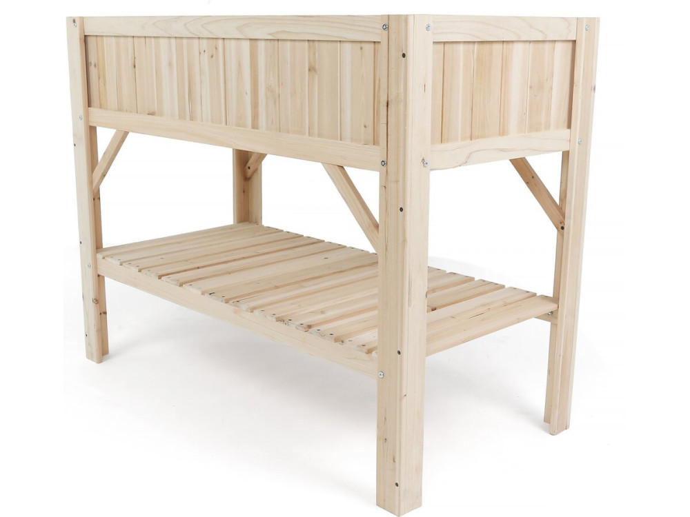 Vierkante houten moestuin "Magnolia" op pootjes - 115 x 57 x 90 cm - Beige