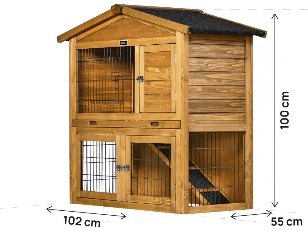 Houten hok "Noisette" - 102 x 55 x 100 cm - Bruin