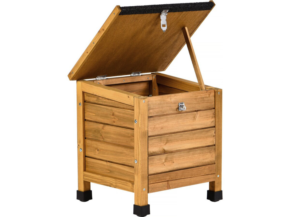 Rusty" houten hondenhok met voerbak en opbergbox - 151 x 138 x 100 cm - Bruin