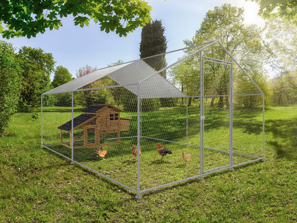 Kippenren 12 m² gaas hok 4 x 3 x 2 m gegalvaniseerd staal