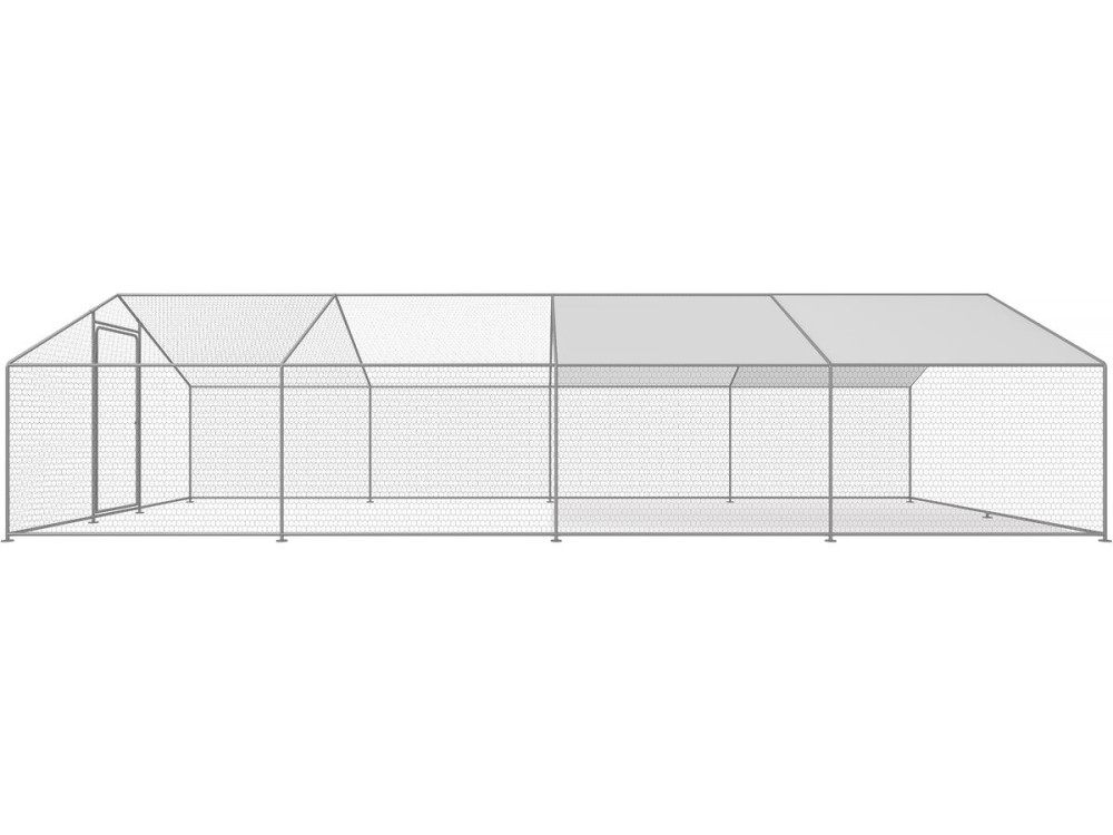 Kippenren 24 m² gaas hok 8 x 3 x 2 m gegalvaniseerd staal